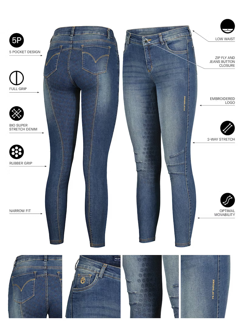 Ps of Sweden Maggie Full Grip Denim Breeches 40009 BLUE