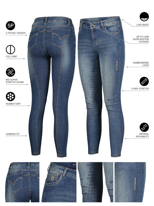 Ps of Sweden Maggie Full Grip Denim Breeches 40009 BLUE